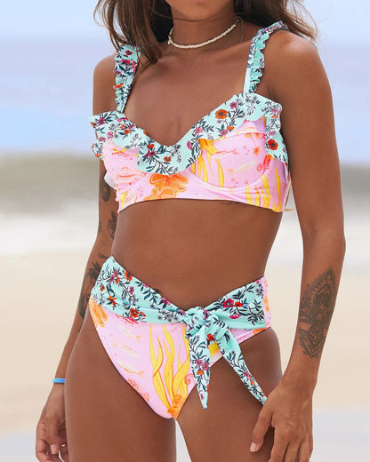 Brazilian Bikini Set Women Print Biquini Female Cut Bikinis Swimwear Push Up Swimsuit Bath Suit