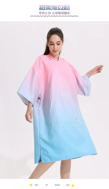 Poncho Towel Change Robe Poncho Quick-drying Hooded Bath Towel Swimming Robe Beach Swimming Surfing Towel Adult