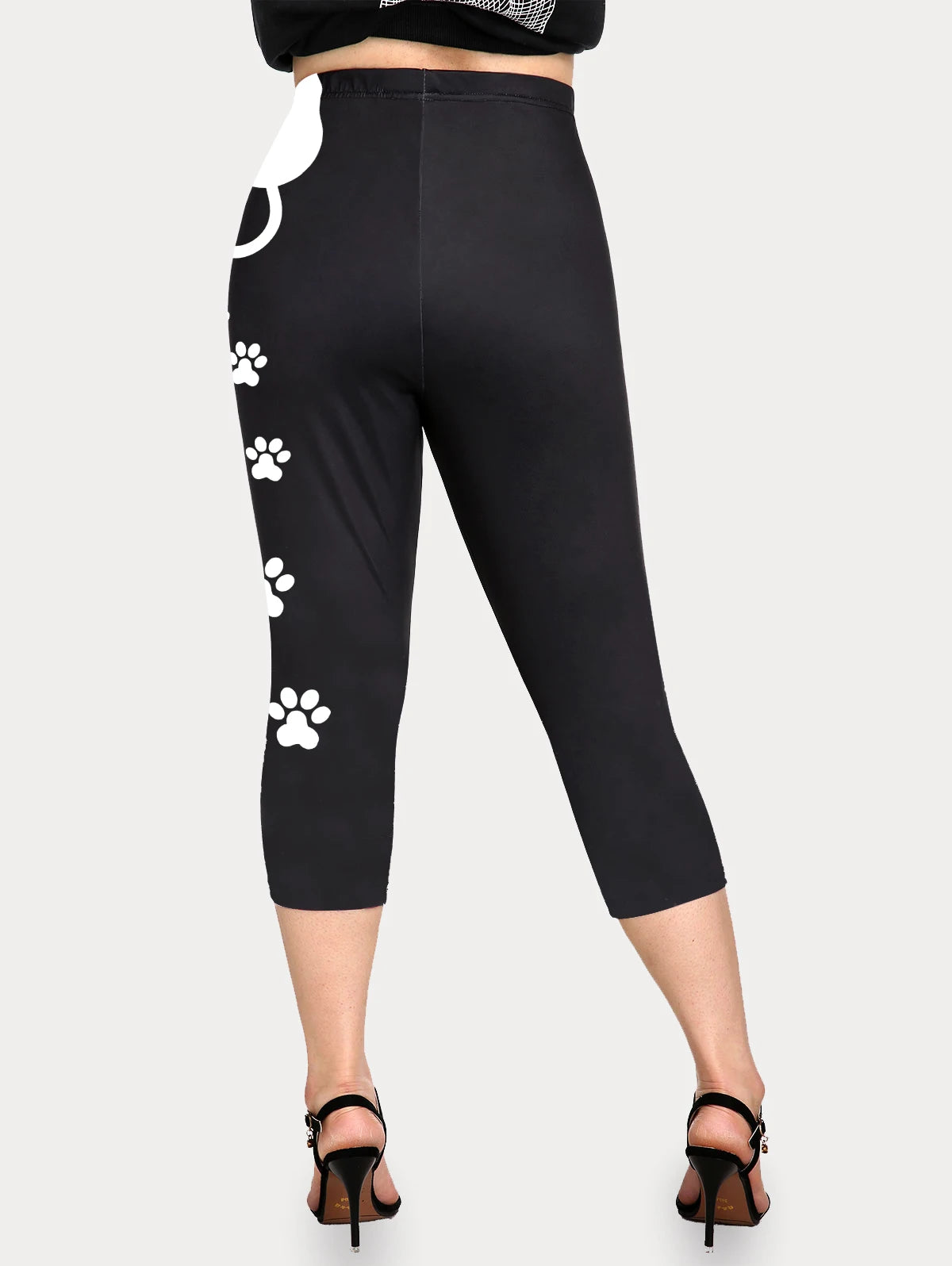ROSEGAL 5XL Cat Pad Printed Capri Leggings for Female Seamless Skinny Pants High Stretch Mid-Calf Casual Trouser Graphic Jegging