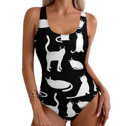 Funny Cat Swimsuit Colorful Cats Pop Art Swimwear One-Piece Fitness Bodysuit Cut Out Bathing Suits Ladies Push Up Beachwear