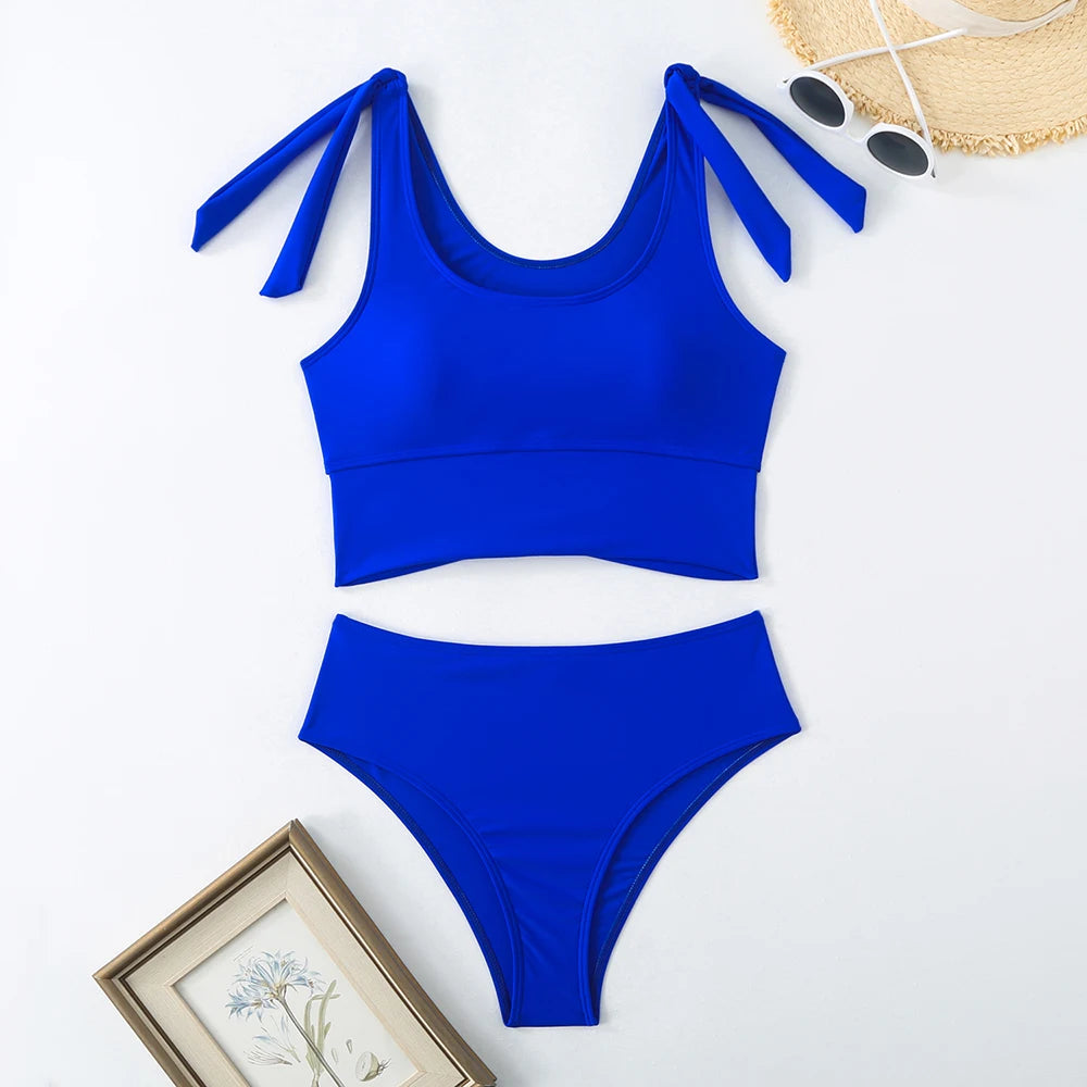 Two Piece String Bikini Hollow Out High Waist Swimwear Female Swimsuit Women Bathers Bathing Swimming Suit Beachwear Summer