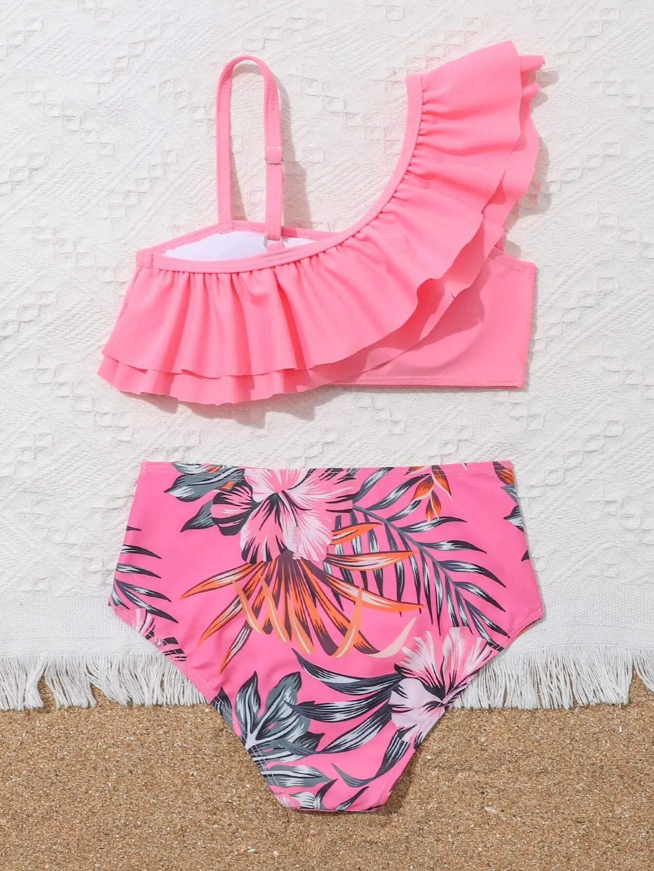 Girls Kids Swimwear Summer Beach Children Swimsuit 7-12 Years Floral Print High Waist Biquini Teens Bathing Suit Girl Bikini Set