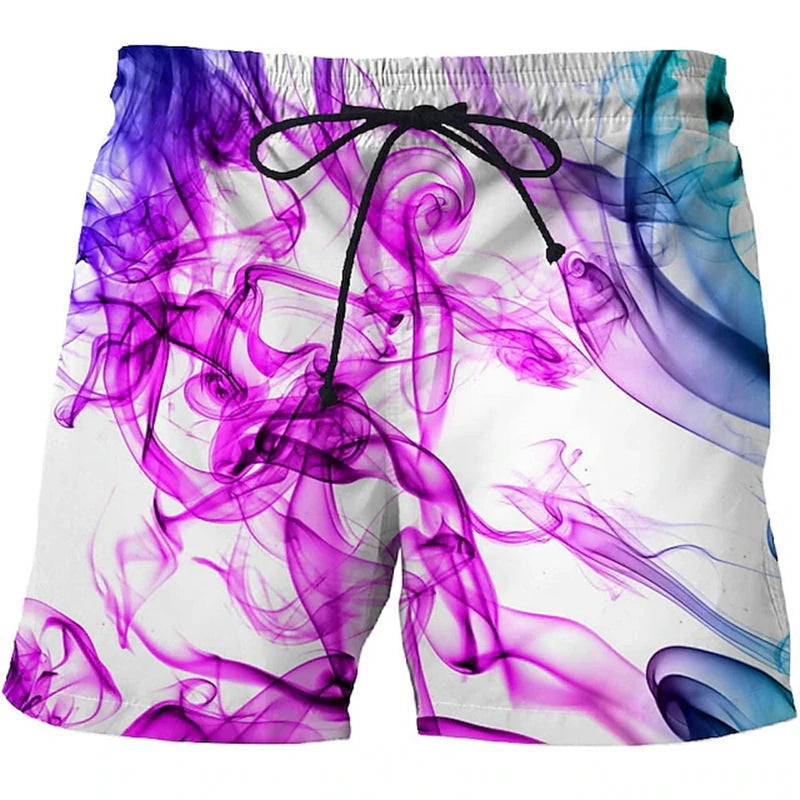 Summer Man Loose Beach Shorts 3D Print Flame Graphics Oversized Men Swimming Shorts Fashion Casual Quick Drying Male Short Pants