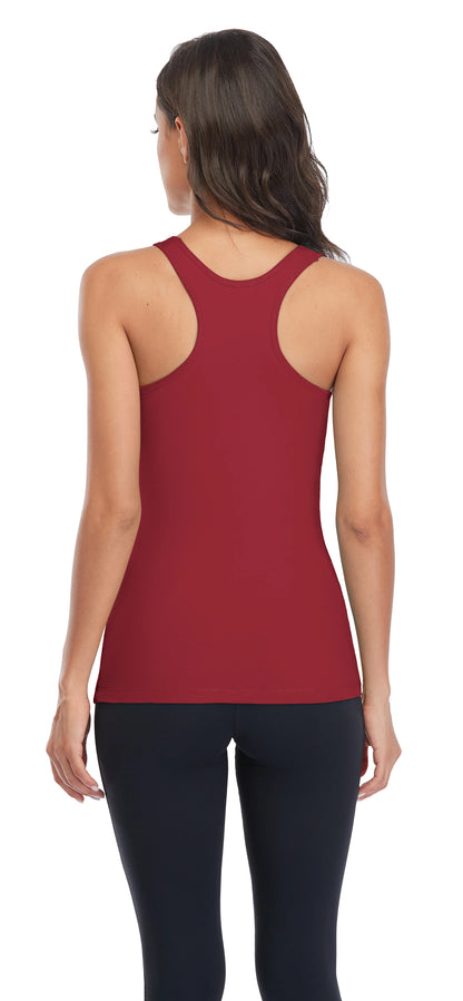 Attraco Women's Camisole 2PCS Cotton Solid with Build-in Shelf Bra Tank Tops U-Neck Soft Breathable Basic Sleepwear