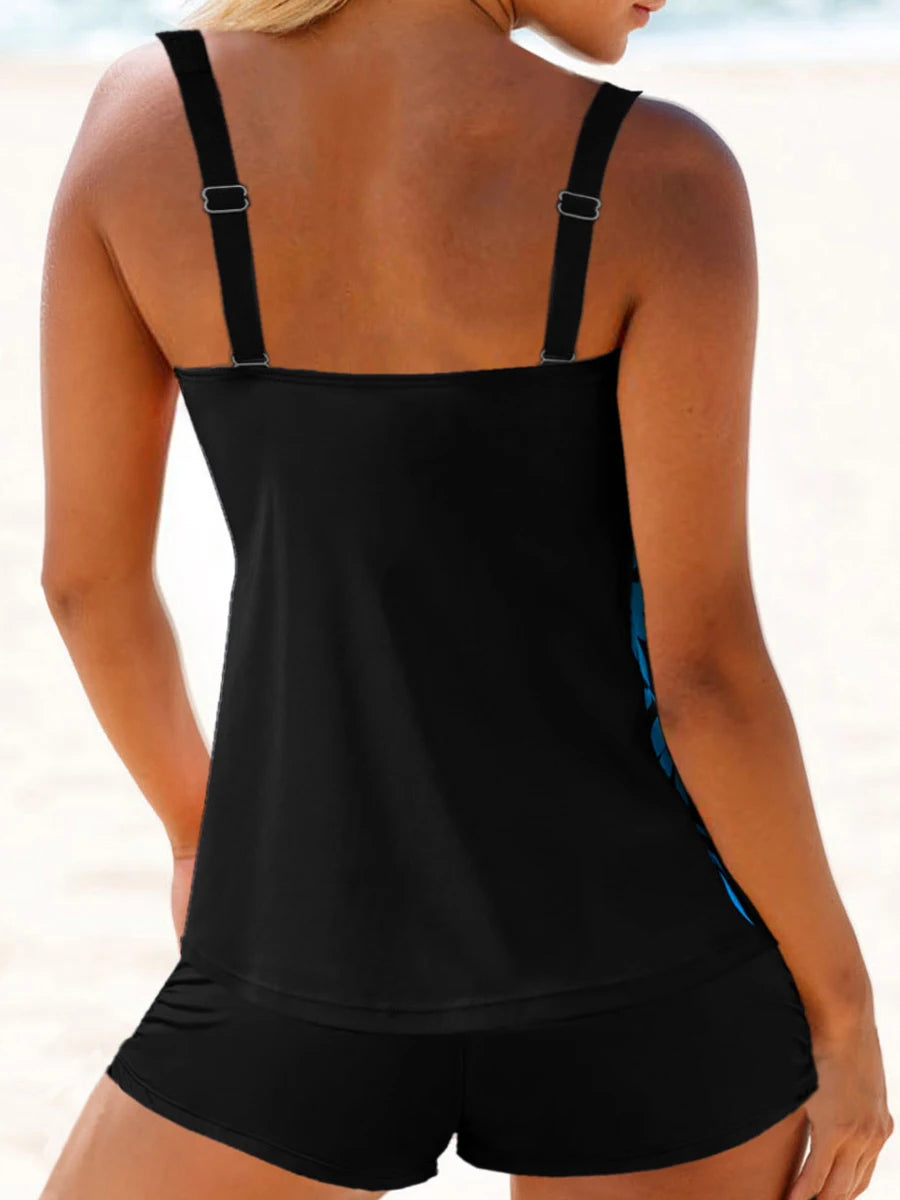 Printed Tankini Two Piece Thick Strap Swimsuit Women Push Up Swimwear Female High Waist Bathing Swimming Suit Beachwear Summer