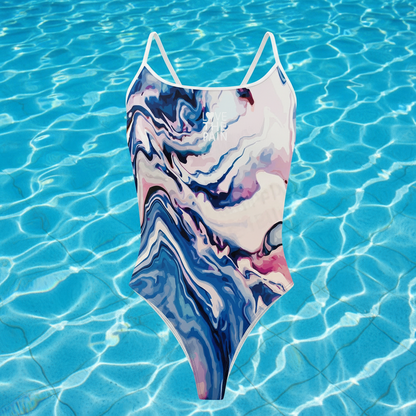 Blue Pink & Red Swirls Love The Pain Female One-piece Swimsuit  Swimwear Functional Training Bathers Squad Pool