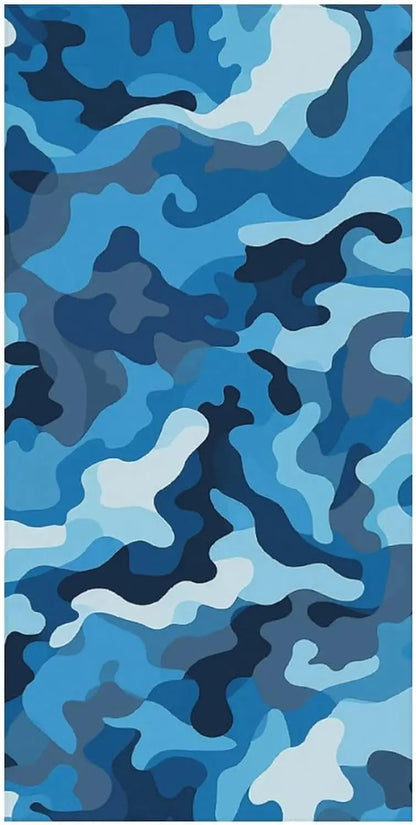 Blue camouflage pattern beach towel Oversized microfiber towel pool bath towel Lightweight for swimmers