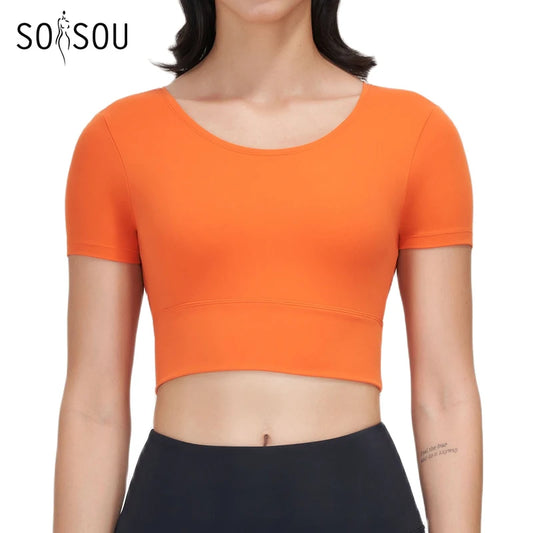 Nylon Gym Bra Top Women Yoga Sport Shirts Crop Top Tight Elastic Breathable Chest Pad Removable Women's Clothing 6 Colors
