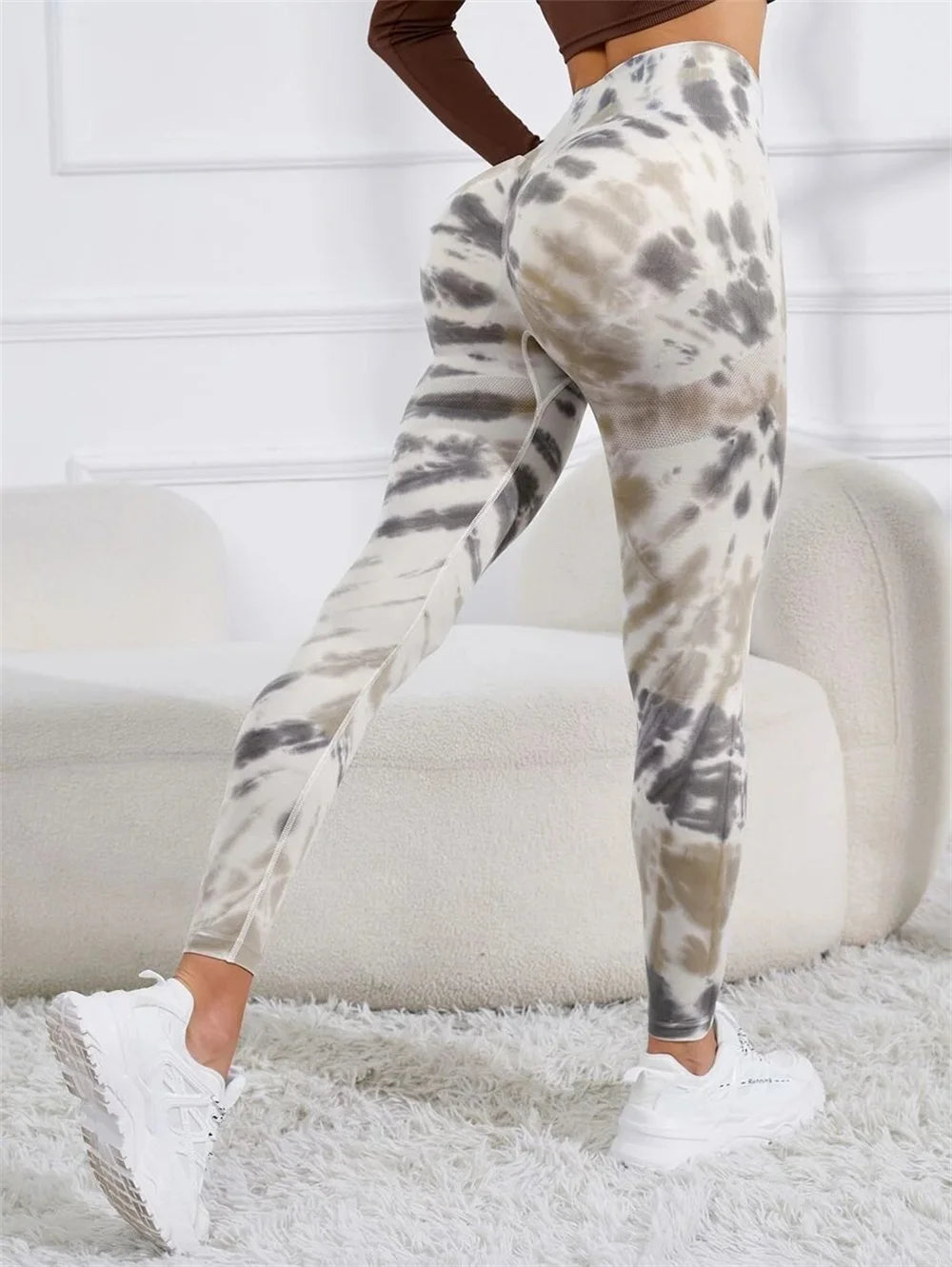 3D tie dye printed sports pant womens running jumpsuit fitness high waisted push-pull jumpsuit sportswear y2k training socks