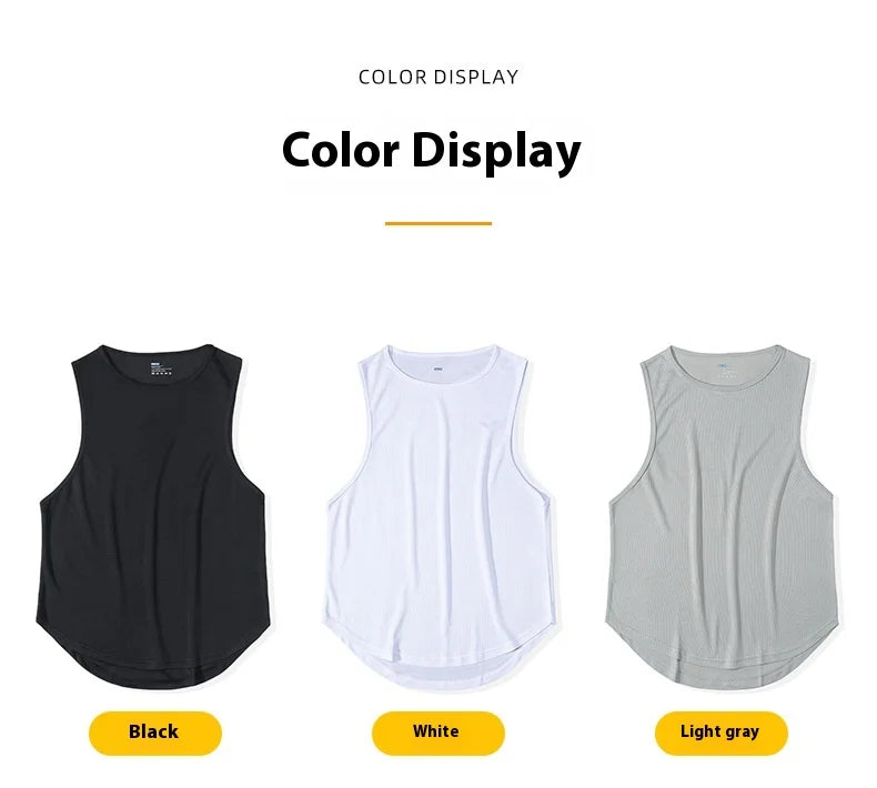 Men's Quick-Drying Sport T-shirt for Fitness and Marathon Workout Sleeveless Basketball Vest Loose Running Tank Top