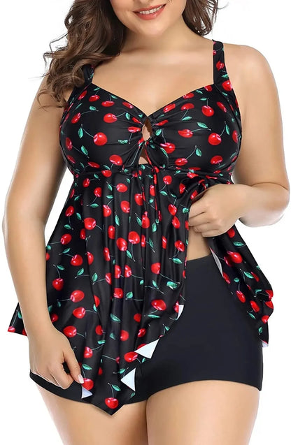 Women's Two-Piece Swimsuit Tankini Set Moderate Coverage Abdomen Control Separate Top And Shorts plus Size Swimming Costume