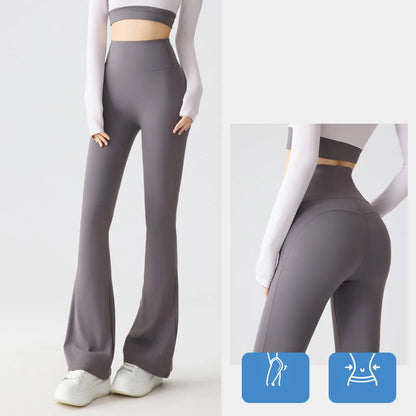 Spring Summer Micro Flared Sharkskin Leggings Women Tight Elastic Horseshoe Pants Sport Fitness Yoga Flared Pants