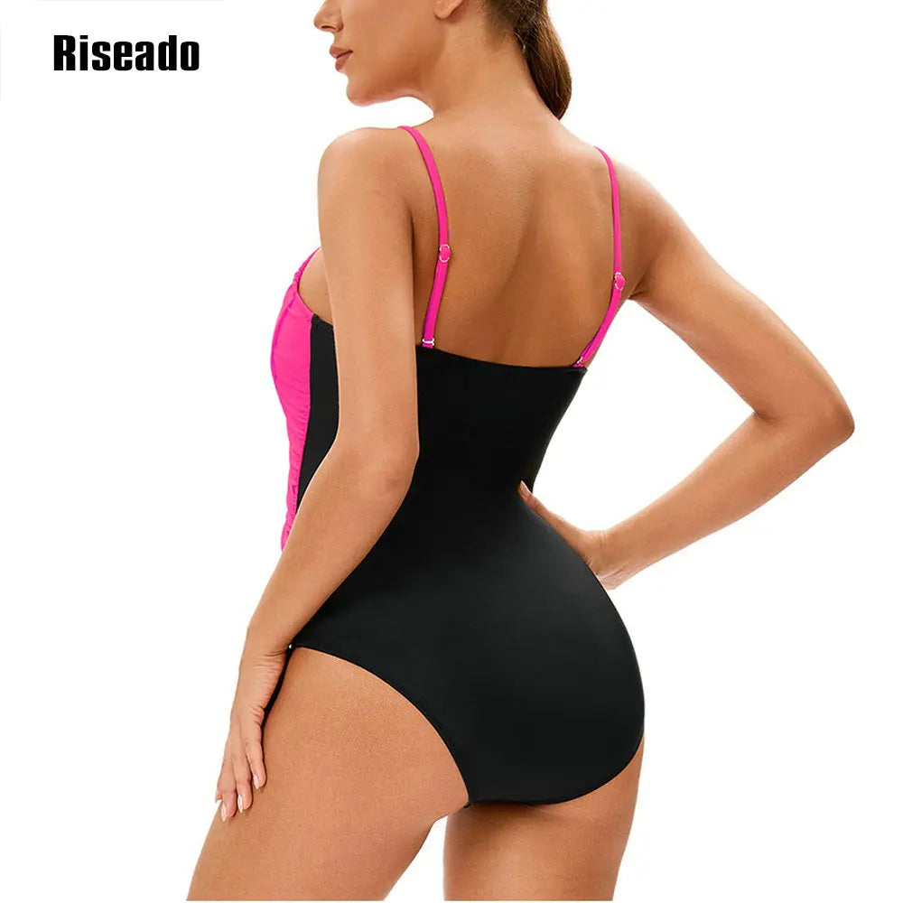 Women's Swimsuit One Piece Swimwear Square Neck Tummy Control with Adjustable Spaghetti Straps