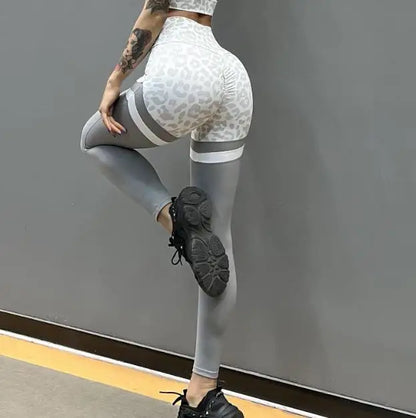1/2PCS Zipper Leopard Sport Gym Yoga Sets Women Sport Bra Scrunch Pants Fitness Leggings Suits Workout Clothes for Women
