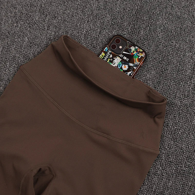 Nylon Winter Warm Leggings Yoga Gym Women's Pants Invisible Waist Pocket Soft Elastic High Waist Woman Clothing