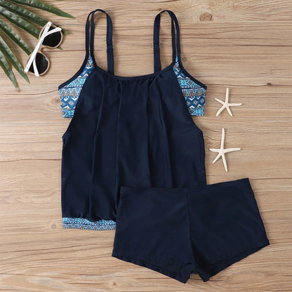Women'S Printed Sling Split Boxer Shorts Bikini Plus Size Swimsuit Two Piece Comfortable