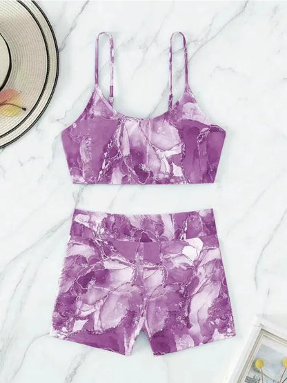 Marbling Print Push Up Bikini Women Swimwear Female Swimsuit Two Pieces High Waist Bikini Set Bather Bathing Suit
