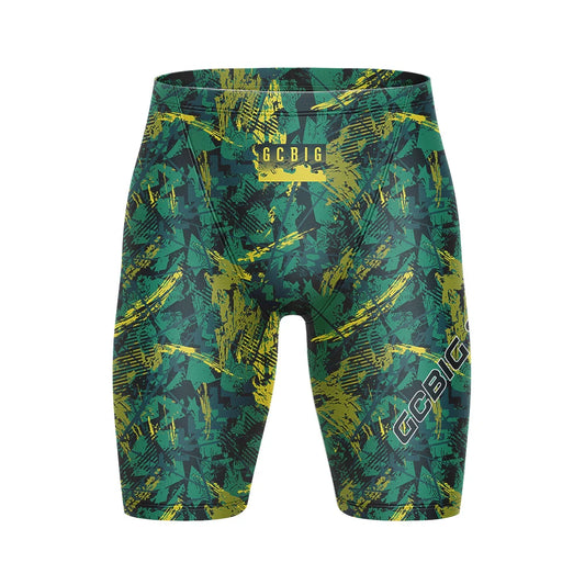 Mens Print Jammer Swimsuit Athletic Training Trunks Bathing Suit Durable Training Swimming Shorts Summer Surfing Diving Swimwear