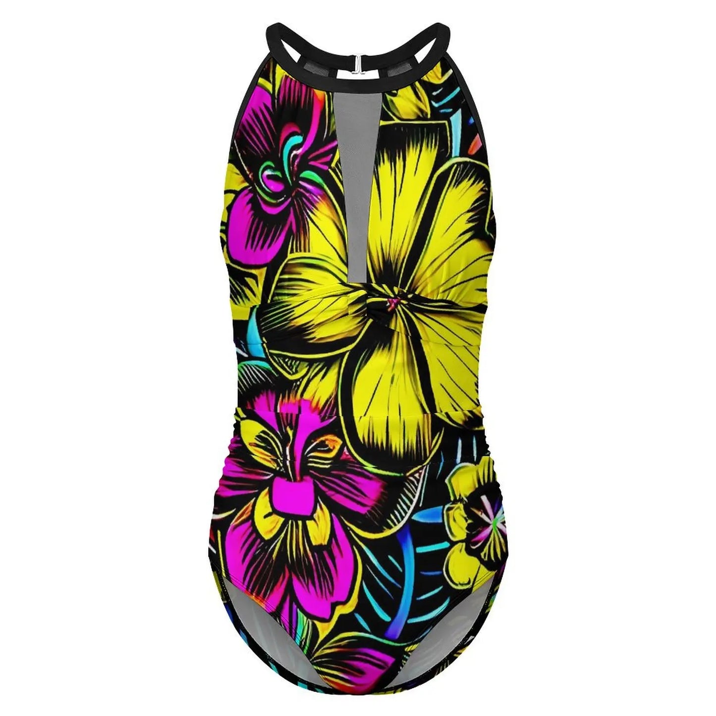 Floral Swimsuit Flower Power Style Swimwear One Piece Design Swimsuits Cut Out Bathing Suits Women Push Up Beach Outfits