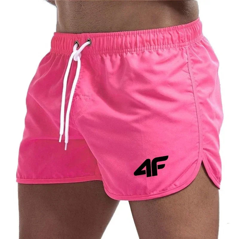 Men's Shorts Beach Trunks Summer Swim Gym Pants Quick Drying Swimming Homme Surf Ventilate Drawstring Fashion Casual Daily