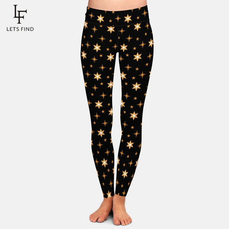 High Wasit Women Casual Elastic Legging 3D Multicolored of Cosmic Starry Sky Printing Fitness Stretch Leggings