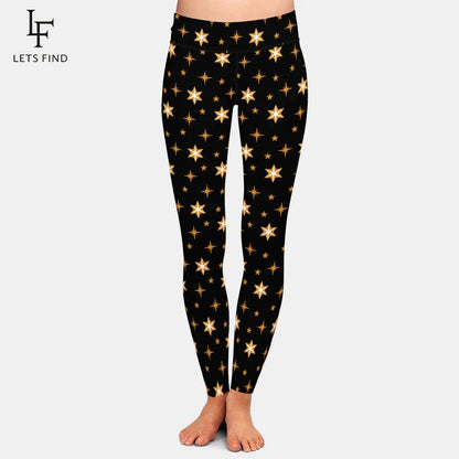 High Wasit Women Casual Elastic Legging 3D Multicolored of Cosmic Starry Sky Printing Fitness Stretch Leggings
