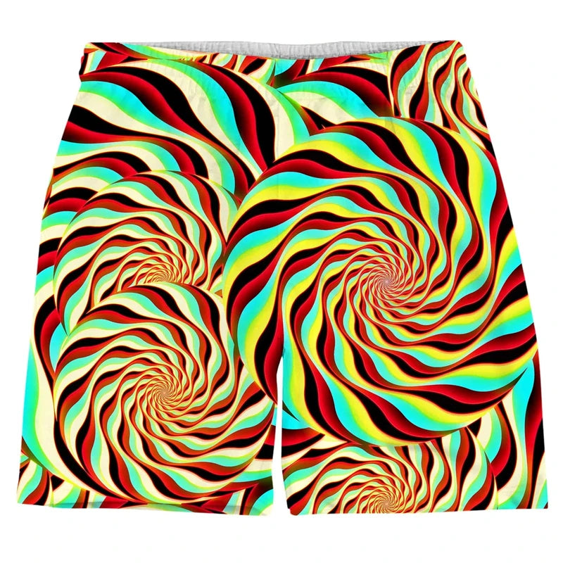 Colorful Psychedelic Pattern Men Short Pants 3D Printed Summer Hawaii Holiday Beach Shorts Male Fashion Hip Pop Sport Gym Trunks