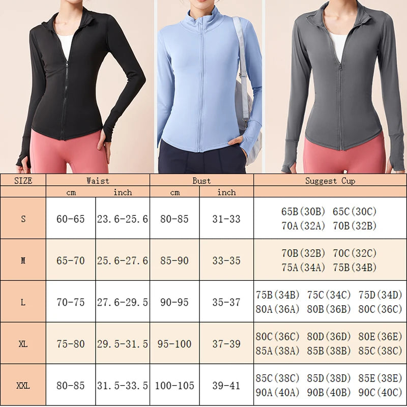 Warm Fleece Brushed Inner Yoga Jackets Sports Winter Jacket Gym Long Sleeve Warm Velvet Fitness Thumbhole Running