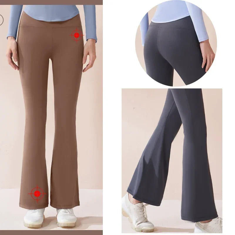 Aiithuug Winter Warm Flared Yoga Pants Women's Fleece Inner High Waist Tight Fit Leggings Workout Fitness Gym Pilates Leggings