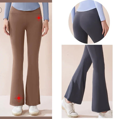 Aiithuug Winter Warm Flared Yoga Pants Women's Fleece Inner High Waist Tight Fit Leggings Workout Fitness Gym Pilates Leggings