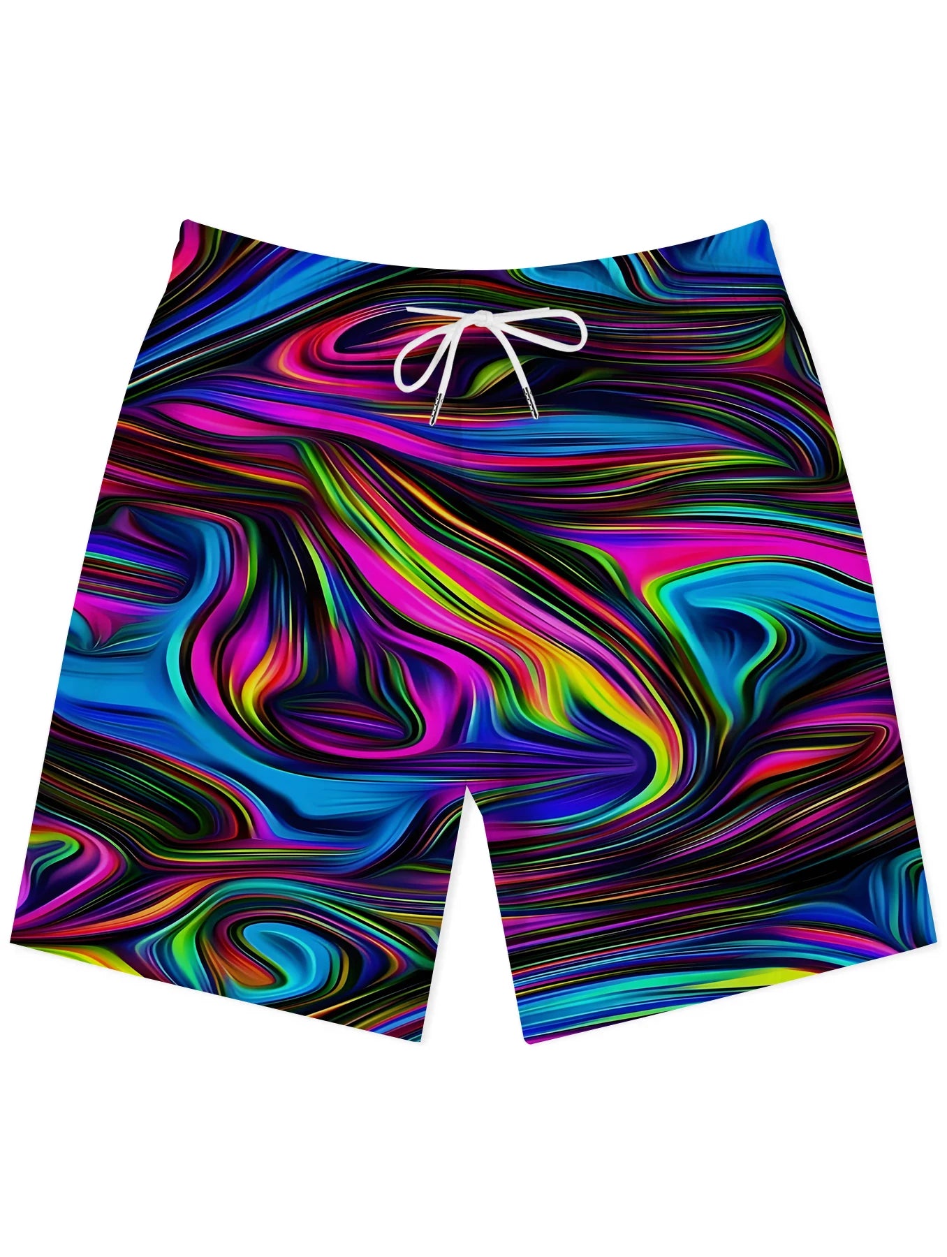 Elastic Waist Men Beach Shorts Full Digital Print Polyester Quick Dry Swimwear