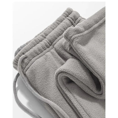 Men's Fleece Vintage Thick Winter Casual Fleece Pants Men Wide legs Baggy Warm Sweatpants Male Drawstring