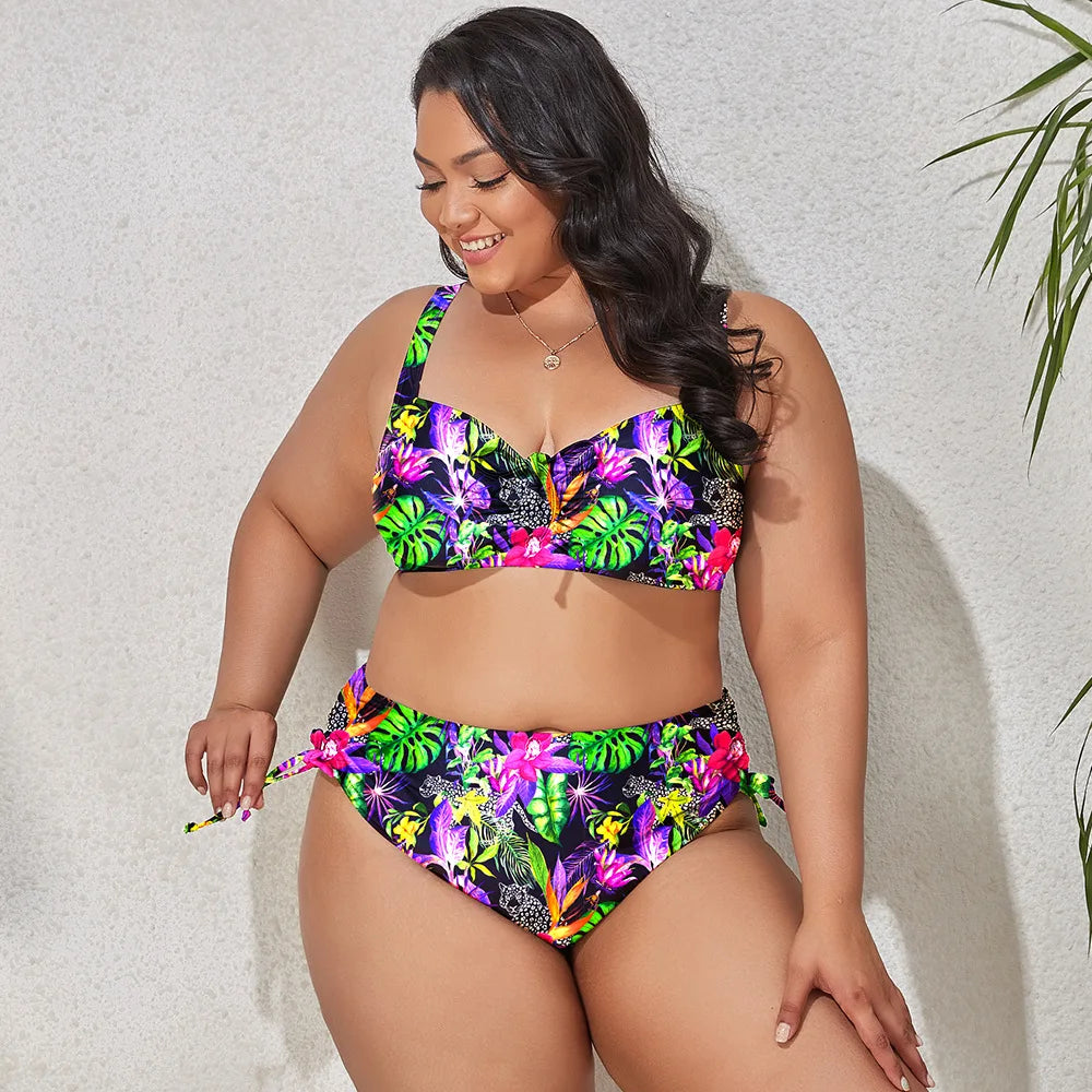 High Waist Leopard Bikini Set Plus Size Swimwear for Women Swimsuit Beachwear Bathing Suit Thong
