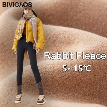 Winter High Waist Fleece Sharkskin Leggings Women Seamless Slim Tight-Fit Velvet Thickened Elastic Warm leggings