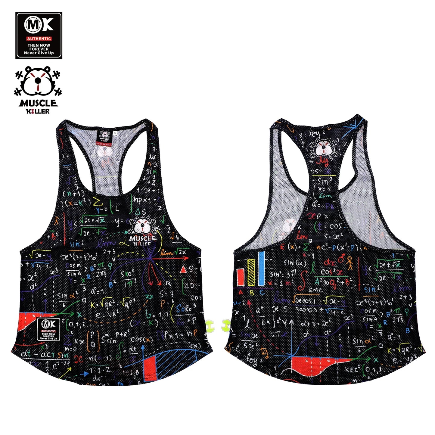 MK Muscle Strength Line Letter Training Sports Running Gym Muscle Strength Leisure Running Half Sleeves Racerback