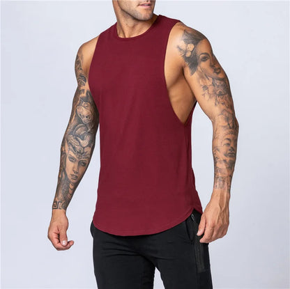 Bodybuilding Muscle Exercise Undershirt Men Gym Sports Cotton Moisture Wicking and Breathable Casual Vest Printed Workout Tops