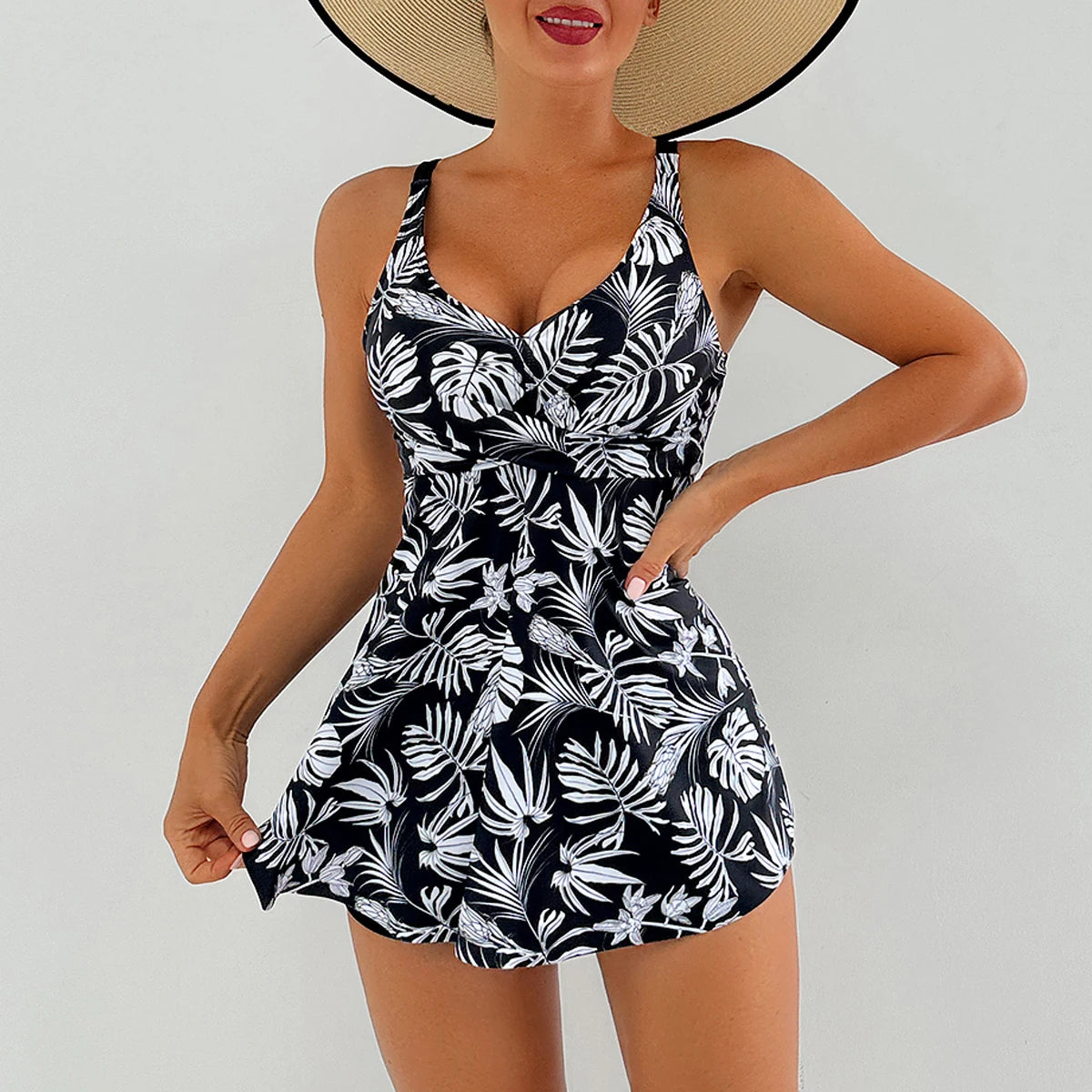 Printed Tankini Set Two Pieces Swimsuit Women Floral Swimwear Female Bathers Bathing Swimming Swim Suit Beachwear