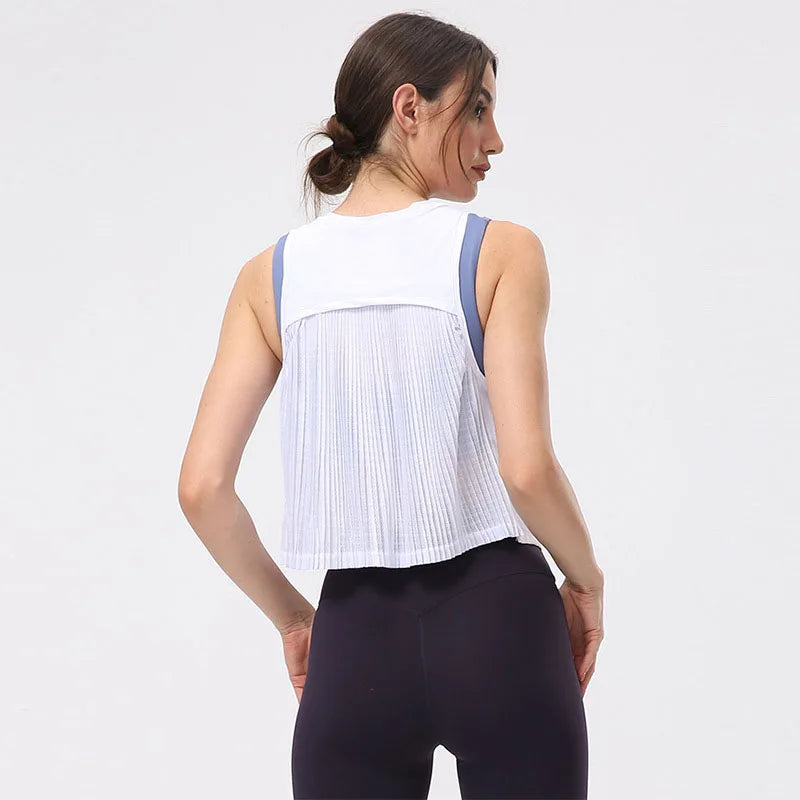 Summer Women's Yoga Shirt Sexy Sleeveless Mesh T-Shirt Sport Top Cover Up Quick Dry Gym Clothes Running Fitness Sportswear