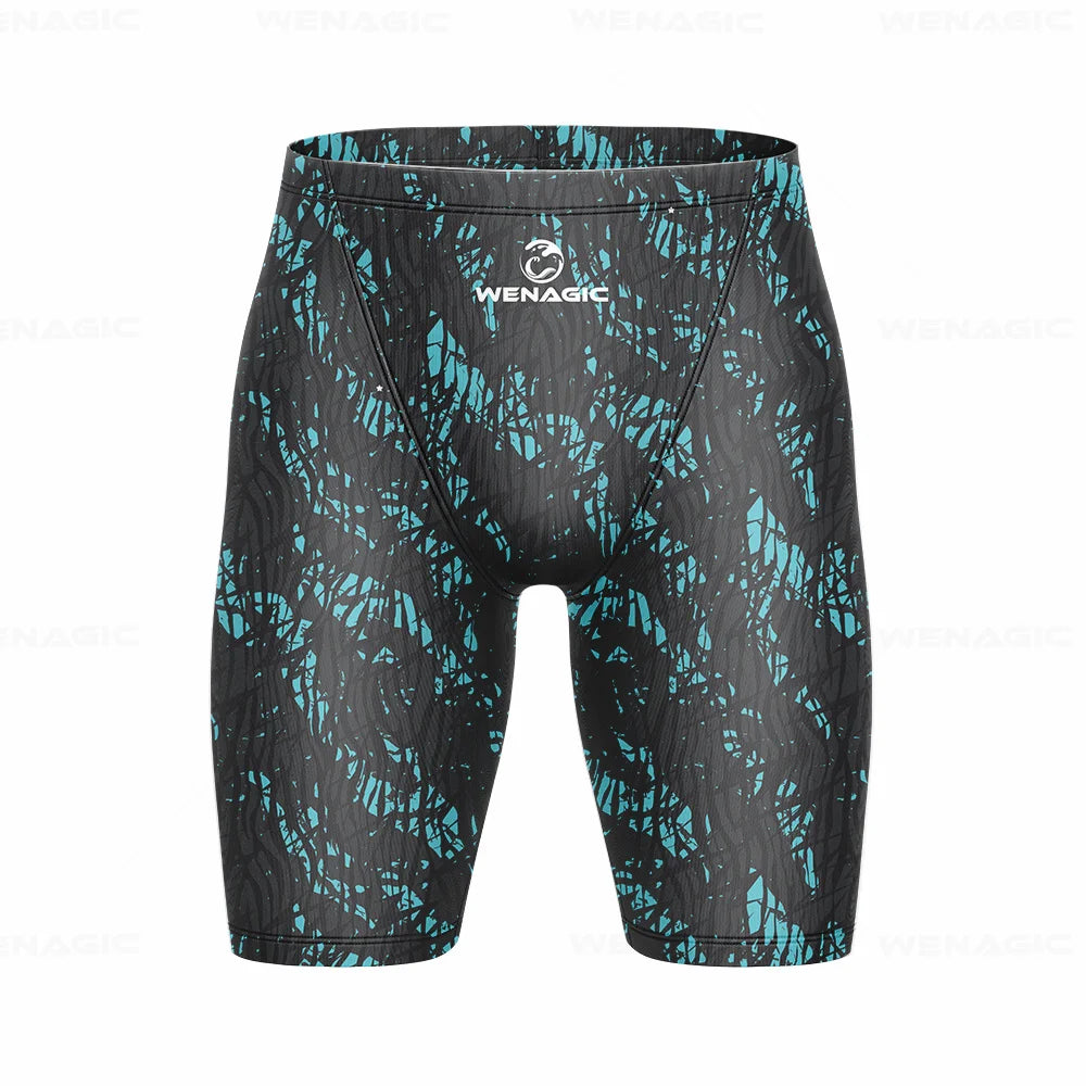 Men's Swimming Jammer Swimwear Endurance Athletic Training Swimsuit Summer Beach Swimming Trunks Diving Surf Tight Shorts