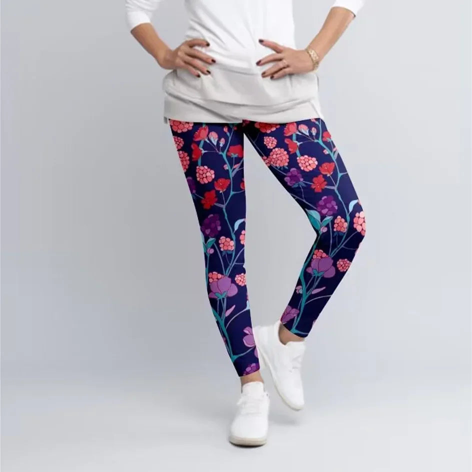 Women High Waist Elastic Pants Fashion High Waist 3D Print Fitness Yoga Gym Leggings
