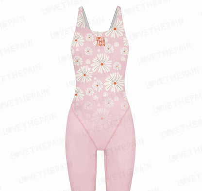 Girl Training Racing Swimwear Girl One Piece Competitive Swimsuits Summer Pool Professional Competition Knee Length Bodysuits