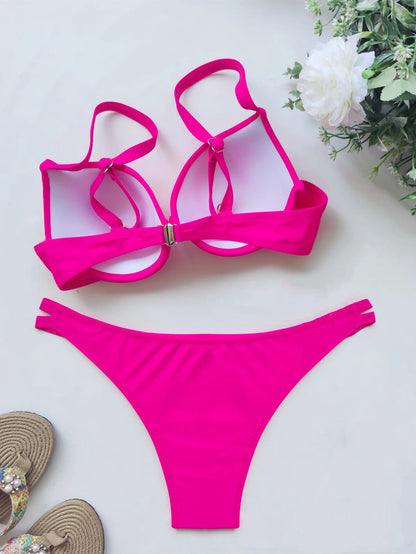 push up bikinis sets two pieces solid thong swimsuit bikini swimsuit Swimwear Biquini