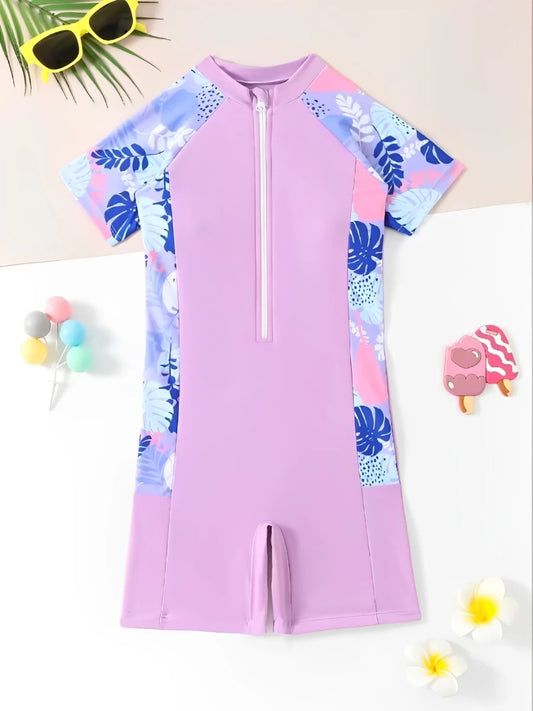 Printed Girls Swimsuit One Piece Pink Kids Swimwear Female Children's Bathers Bathing Swimming Swim Suit Summer Beachwear