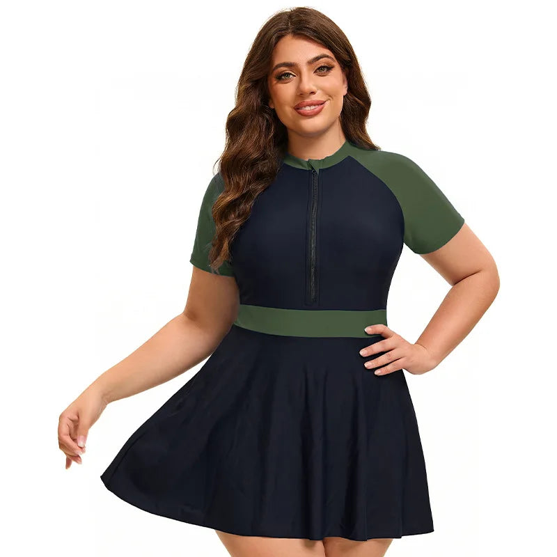 Womens Plus Size Two Piece Swimsuits Tummy Control Swimdress Slimming Push Up Full Coverage Beachwear XL-5XL Swimwear