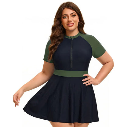 Womens Plus Size Two Piece Swimsuits Tummy Control Swimdress Slimming Push Up Full Coverage Beachwear XL-5XL Swimwear