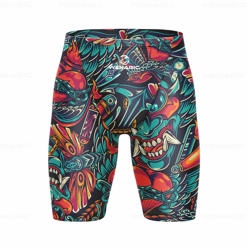 Men's Swimming Jammer Swimwear Endurance Athletic Training Swimsuit Summer Beach Swimming Trunks Diving Surf Tight Shorts
