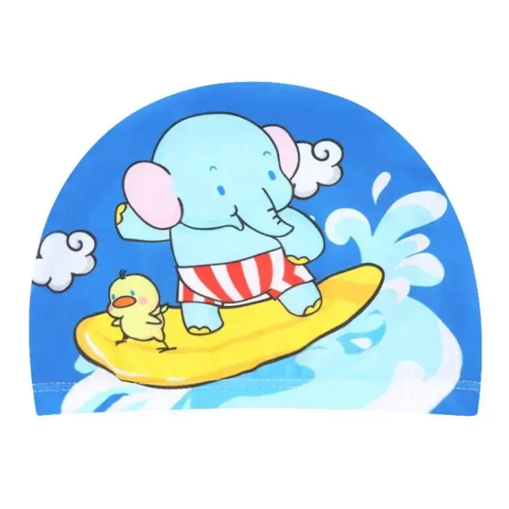 Elastic Fabric Cute Cartoon Swimming Cap for Children Long Hair Lovely Kids Protect Ears Swim Pool Hat for Boys Girls Swim Hat