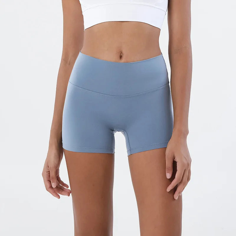 SOISOU Nylon Shorts Gym Yoga Sports Women's Cycling Shorts High Waist Elastic Tight Breathable No Awkward Lines Woman Clothing