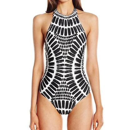 XXL Large Size Swimwear One Piece Swimsuit Bathers Women High Neck Monokini Bandage Bathing Suit Halter Bodysuit Bather Beachwear