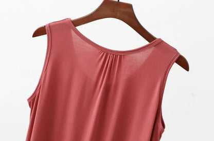 Large size Tank Tops Loose Folds Summer women Modal sleeveless Tshirts Solid color Homewear Top Bottoming Vest XL to 6XL